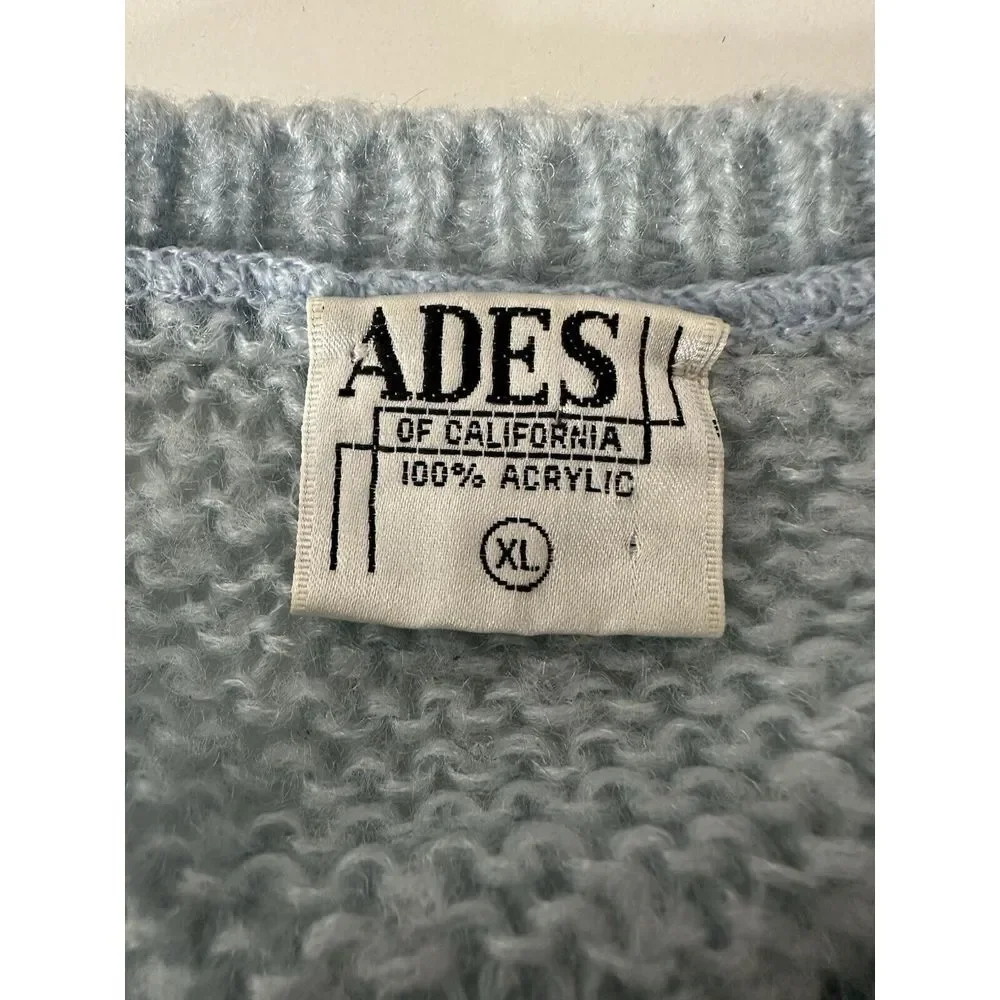 Vintage Ades Of California Women's Sweater XL Birds Cloud Beach Outdoor Y2K Blue - Picture 3 of 10